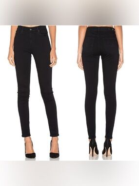 AG Adriano Goldschmied The Stilt Cigarette Leg Jeans Black Sateen Sz 24R